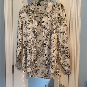 Floral silk button up shirt